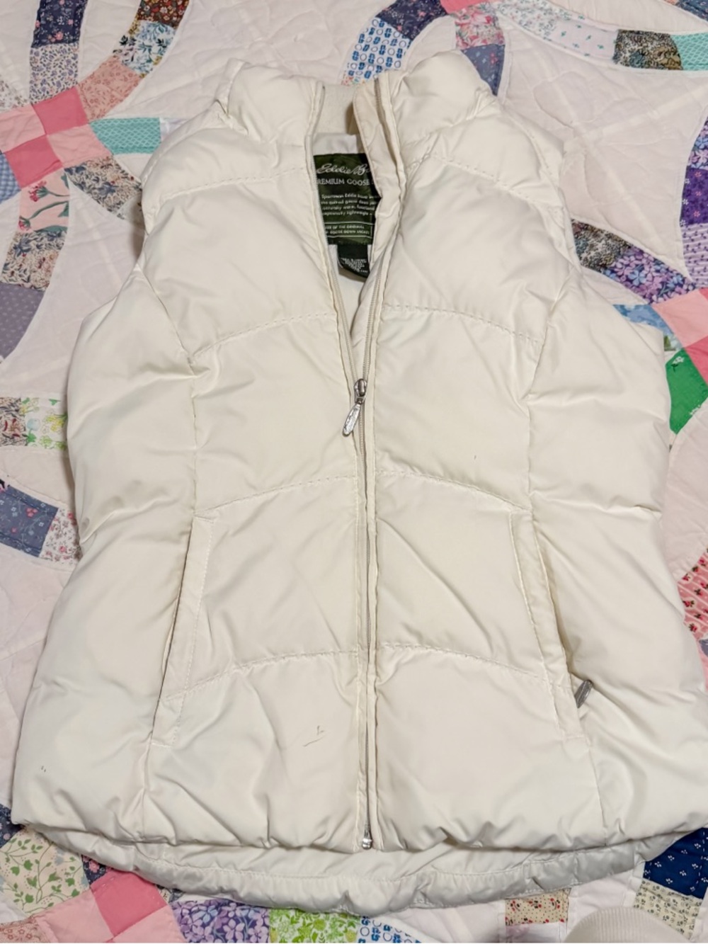 vintage white down puffer vest